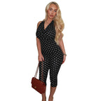 Damen Figurbetonter Jumpsuit im Polka-Dot-Design R&B