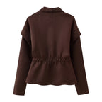 Damen elegante Suede-Jacke mit modischen Taschen R&B