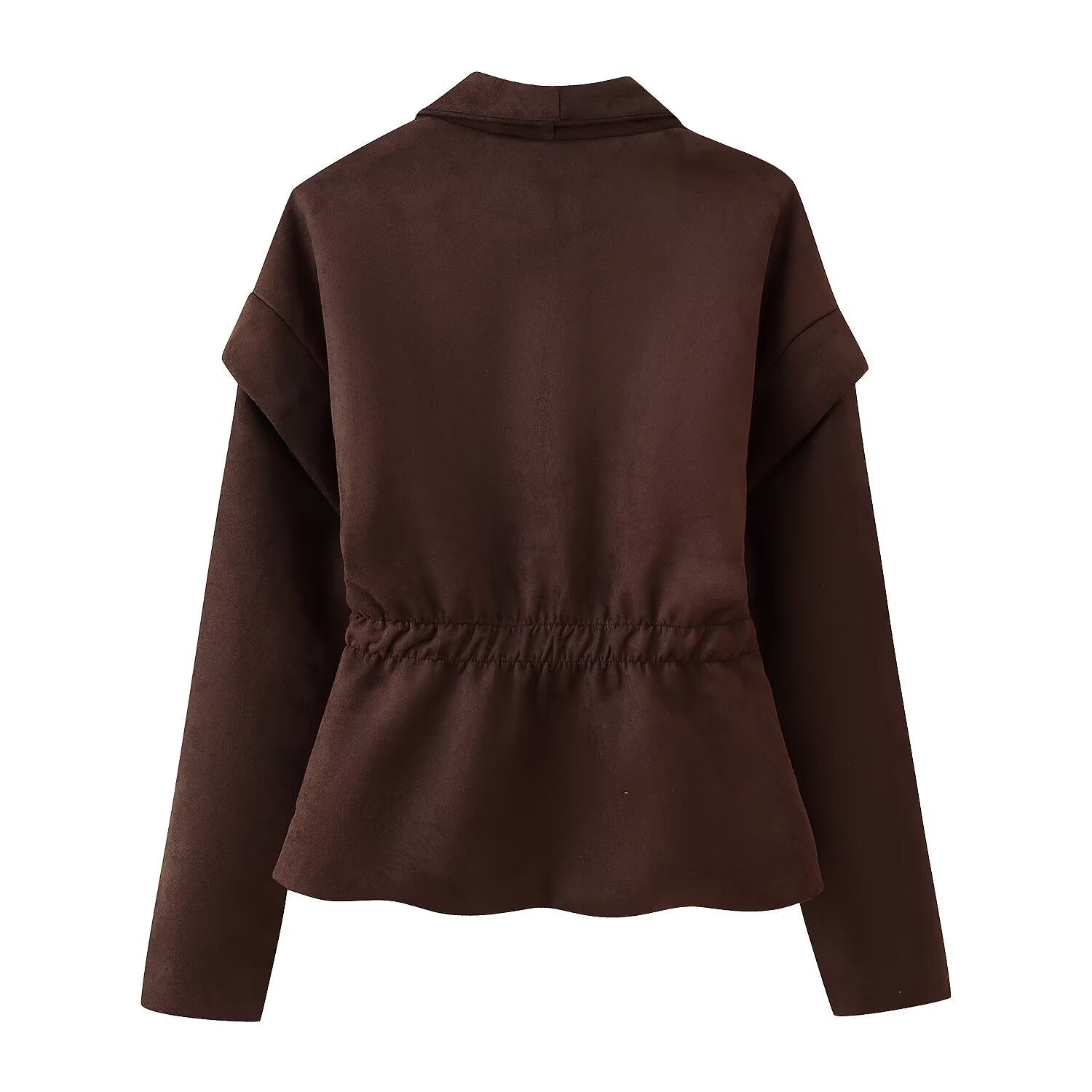 Damen elegante Suede-Jacke mit modischen Taschen R&B
