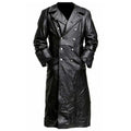 R&B | langer Mantel - Taillierter Schnitt - Doppelreiher - Lederlook mit breiten Revers