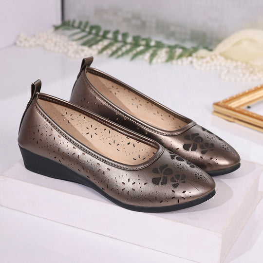 Damen Ballerina-Schuhe mit filigranem Lochmuster und rutschfester Sohle R&B
