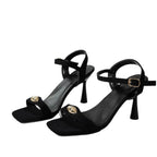Damen Elegant Sandalen mit modischer Schnallenakzent und praktischem Blockabsatz