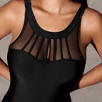 Damen Einteiliger Badeanzug mit modischem Mesh-Detail