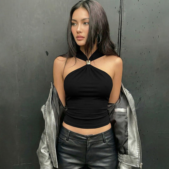 Damen Elegantes Crop-Top mit innovativem Halterdesign R&B