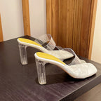 Damen transparente Mules mit klarem Absatz R&B