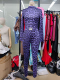 Damen Hochgeschlossener Jumpsuit mit Leopardenmuster