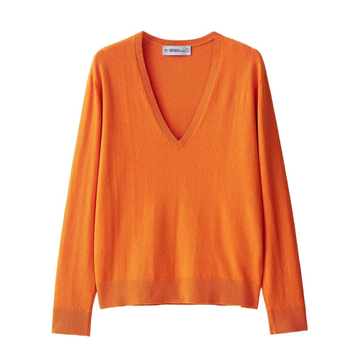 Damen eleganter V-Ausschnitt Strickpullover R&B