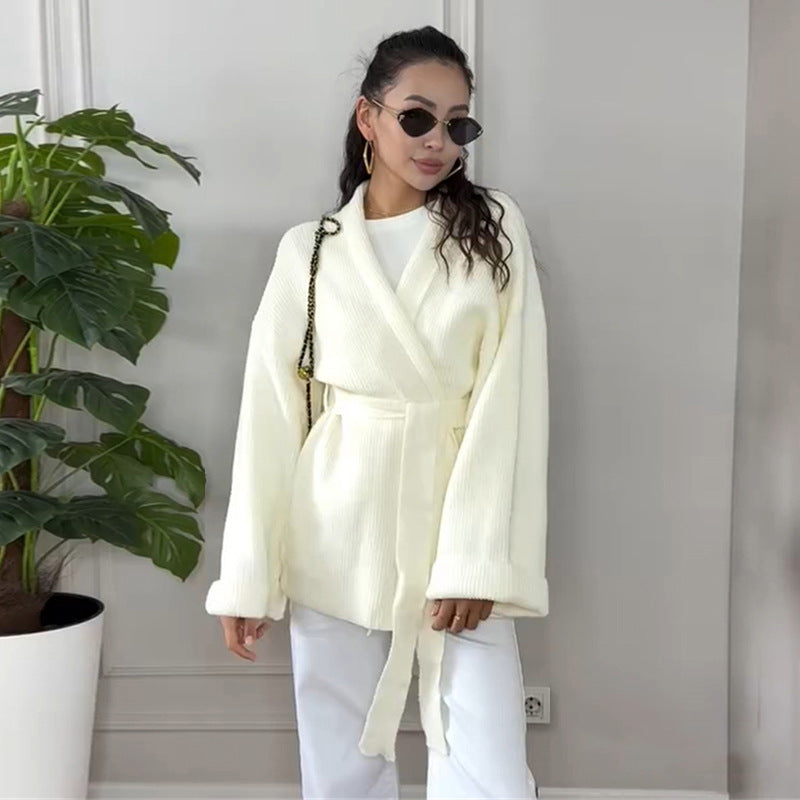 Damen gemütlicher Strickmantel R&B