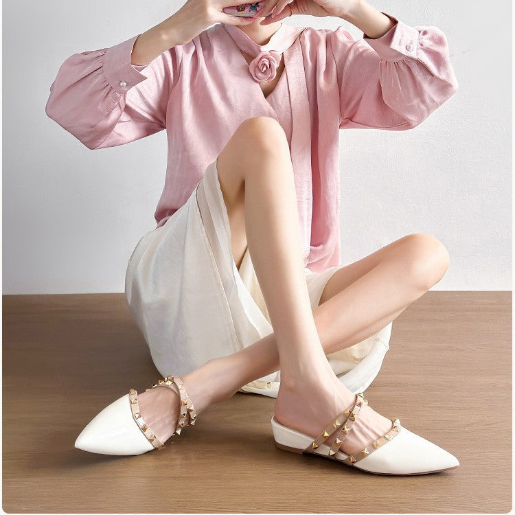 Damen elegante Slingback-Pantoletten mit modischen Nieten R&B
