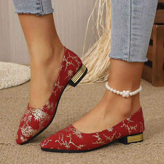 Damen Elegante Ballerinas mit extravaganten Goldakzenten R&B