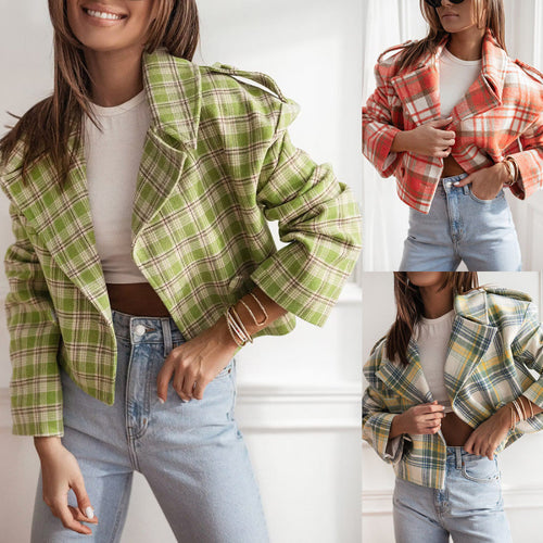 Damen Kurzjacke im modernen Karomuster mit schmeichelndem Schnitt R&B