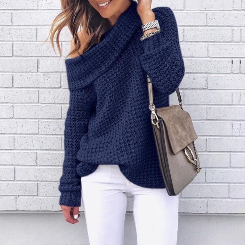 Damen Oversized Strickpullover mit elegantem Schalkragen und strukturiertem Muster R&B