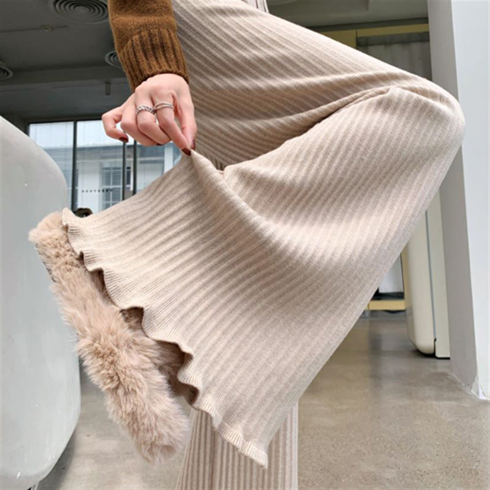 Damen Fließende Strickhose mit weichem Material und elegantem Saum R&B