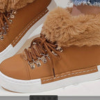 Damen Sportliche High-Top Sneaker mit flauschigem Kunstfellkragen R&B