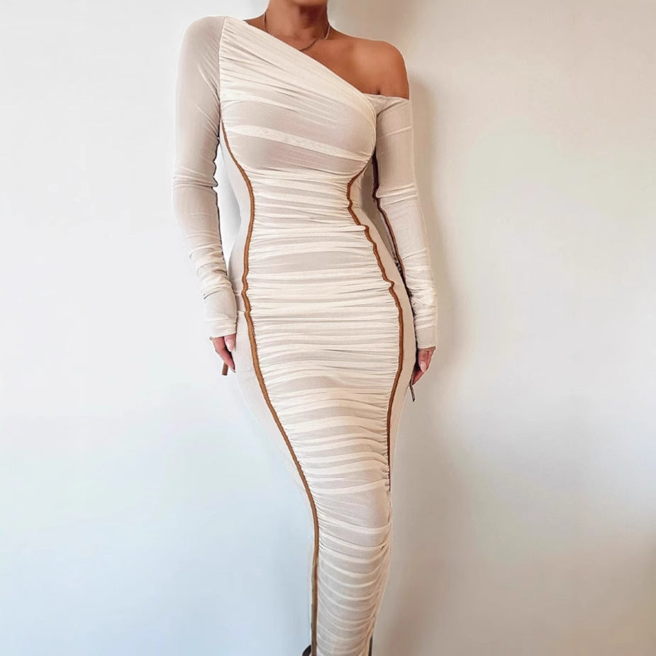 Damen Figurbetontes Wickelkleid mit asymmetrischem Schnitt und raffinierten Rüschendetails R&B