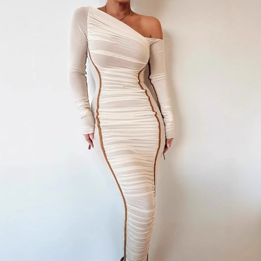 Damen Figurbetontes Wickelkleid mit asymmetrischem Schnitt und raffinierten Rüschendetails R&B
