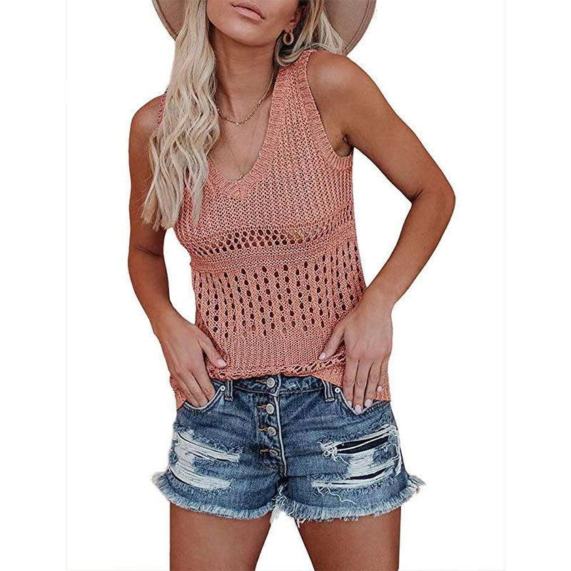 Damen Stricktanktop mit vielseitigem Lochmuster R&B