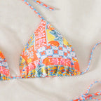 Damen Triangel-Bikini-Set mit verspielt floralem Muster und verstellbaren BindR&Bändern R&B