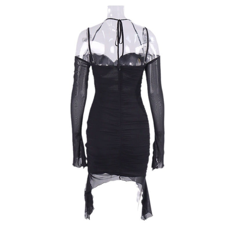 Damen Elegantes Wickelkleid mit raffinierten Cut-Outs und langen Ärmeln R&B