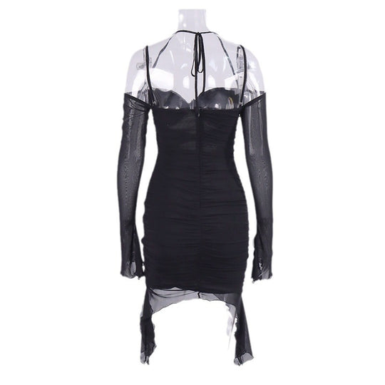 Damen Elegantes Wickelkleid mit raffinierten Cut-Outs und langen Ärmeln R&B