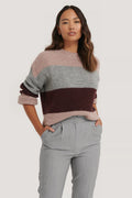 Damen gemütlicher Strickpullover mit modernem Muster und lässigem Schnitt R&B