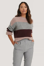 Damen gemütlicher Strickpullover mit modernem Muster und lässigem Schnitt R&B