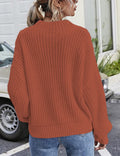 Damen lässiger Strickpullover mit tiefem Rundhalsausschnitt und lockerer Passform