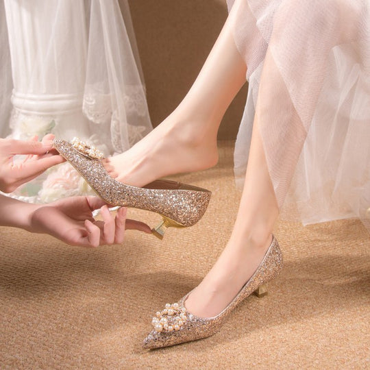 Damen Glamouröse Pumps mit Perlenschmuck R&B
