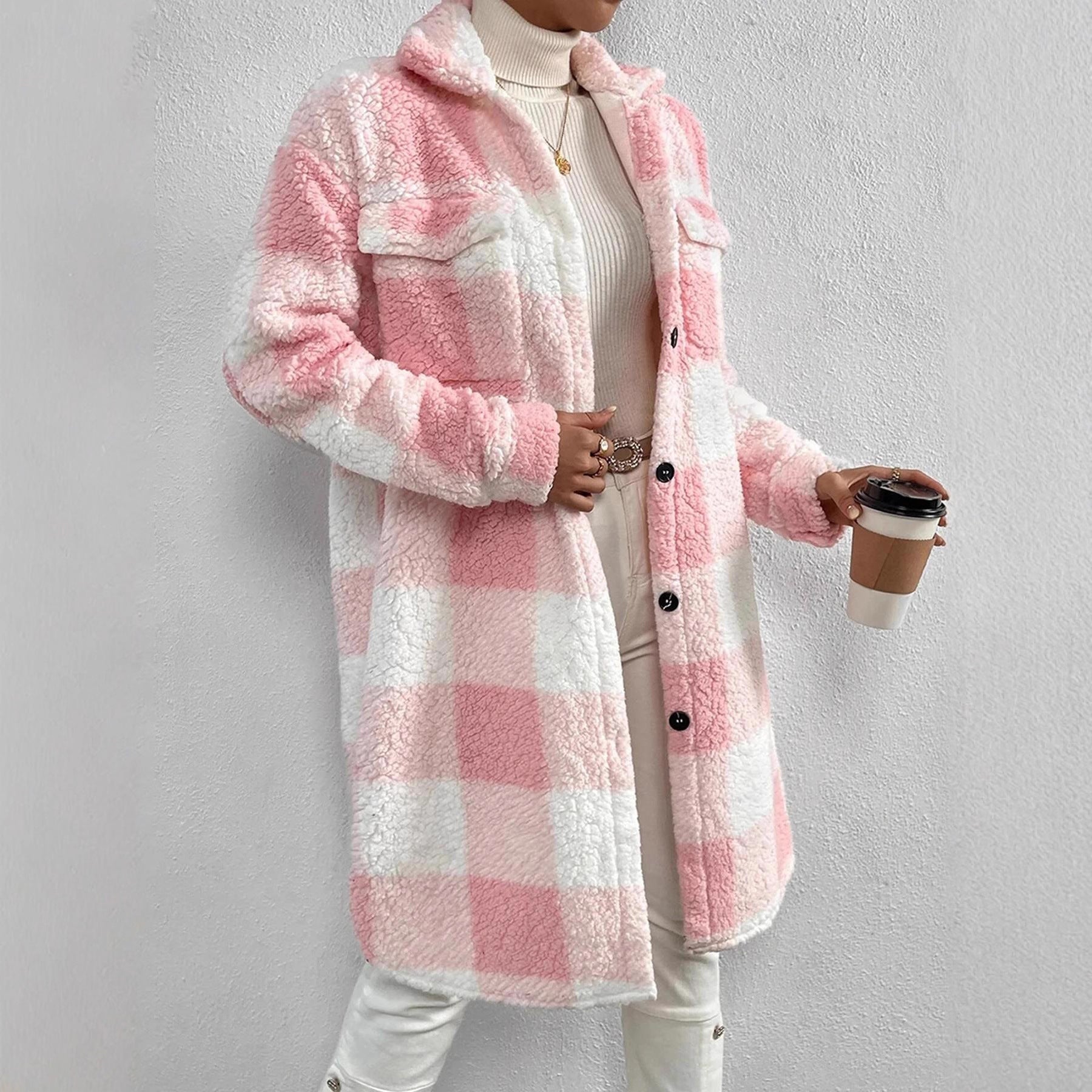 Damen Kuschelige Karojacke R&B