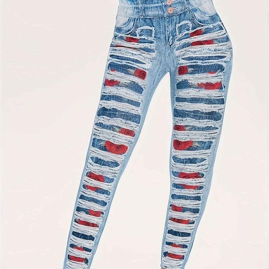 Damen Leggings mit coolen Destroyed-Details und hohem Bund R&B