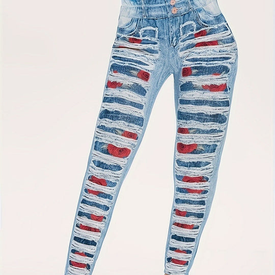 Damen Leggings mit coolen Destroyed-Details und hohem Bund R&B