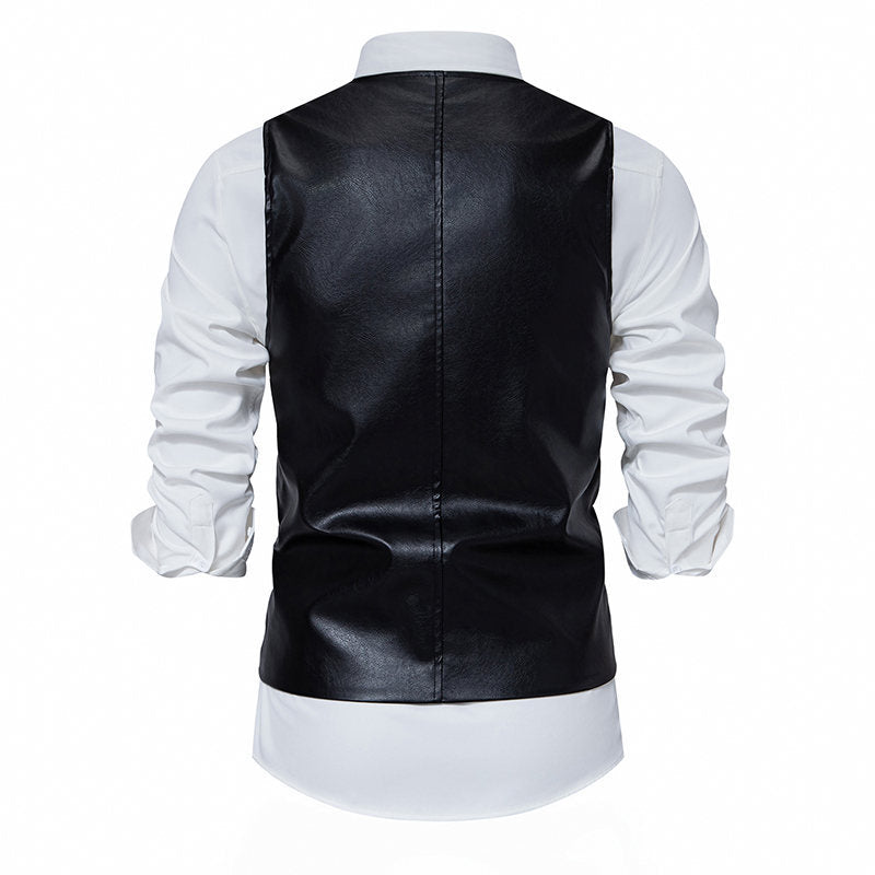 Herren elegante Kunstlederweste