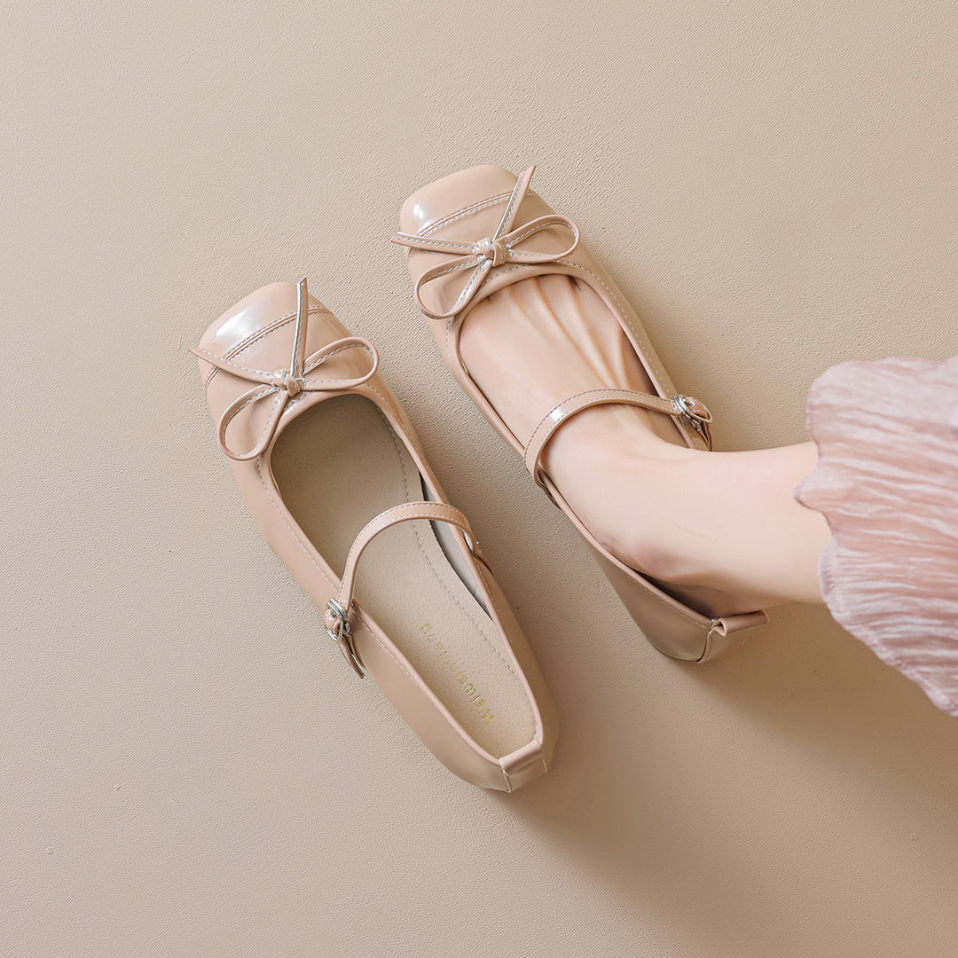 Damen Ballerinas mit eleganter Schleife und komfortablem Riemen R&B
