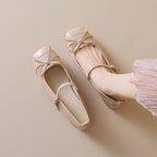 Damen Ballerinas mit eleganter Schleife und komfortablem Riemen