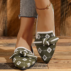 Damen Ballerinas mit elegantem Schleifen- und geometrischem Muster R&B