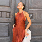 Damen Fransen Maxikleid mit elegantem Schnitt und fließendem Design R&B