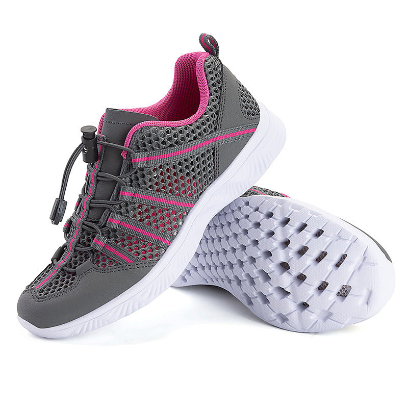 Damen nan atmungsaktiver Netzstoff-Sneaker mit Kordelzugverschluss, ultraleichter EVA-Flexsohle und gepolstertem Fersenkragen R&B