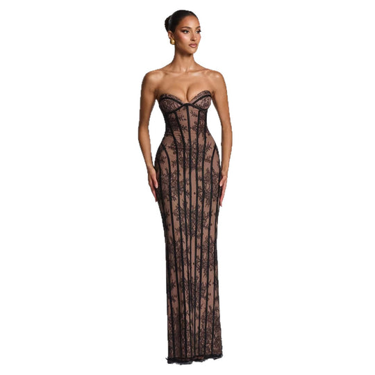 Damen Elegantes Spitzenkleid im figurbetonten Design R&B