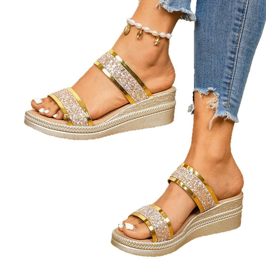 Damen Wedge-Sandalen mit geflochtenem Obermaterial R&B