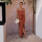 Damen Elegantes Maxikleid mit schmalem Schnitt und seitlichem Schlitz R&B