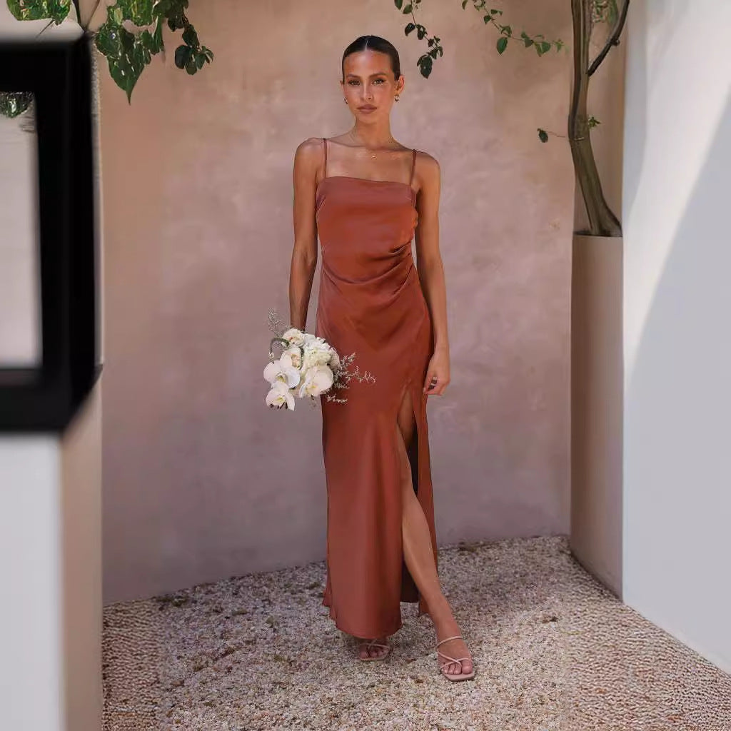 Damen Elegantes Maxikleid mit schmalem Schnitt und seitlichem Schlitz R&B