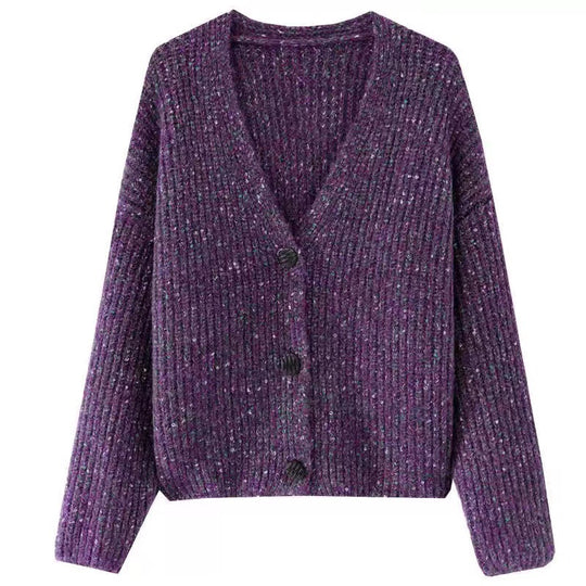 Damen Kuscheliger Grobstrick-Cardigan mit Knopfdetail und weitem Schnitt R&B
