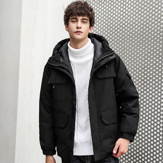 Herren wetterfeste Utility-Jacke mit Kapuze und Taschen R&B