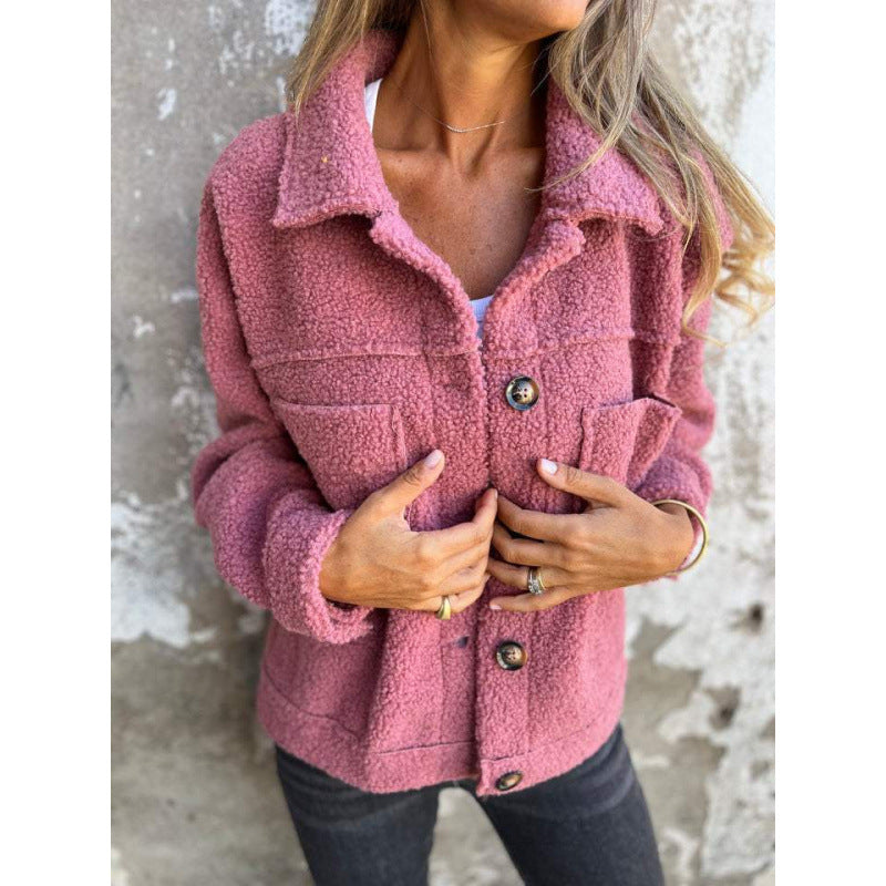 Damen kuschelige Teddyjacke mit praktischen Taschen R&B