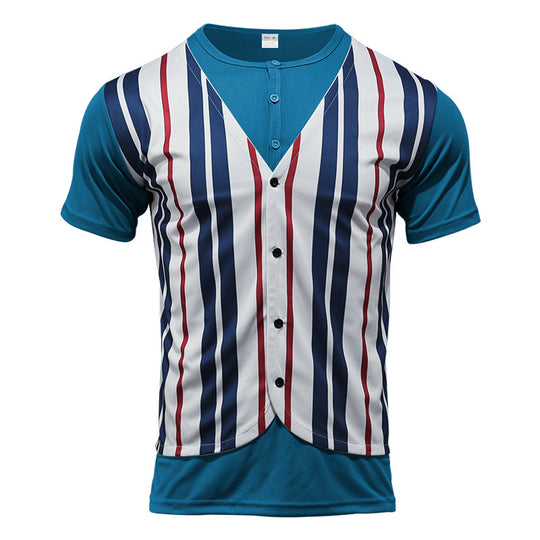 Herren Kurzarm Hemd im Sport-Streifenlook mit Knopfleiste R&B