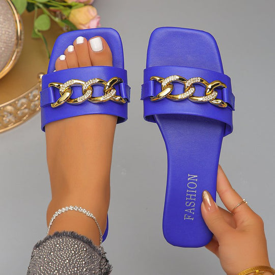 Damen Komfortable Sandalen mit funkelndem Kettenakzent R&B