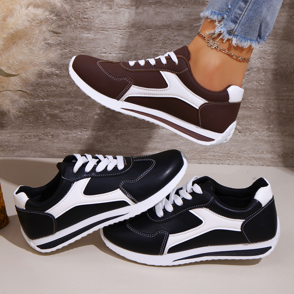 Damen Sportliche Sneakers mit modischem Kontrastdesign R&B