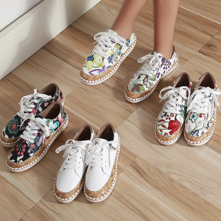 Damen modische Sneakers mit elegantem Reißverschluss und Korksohle R&B