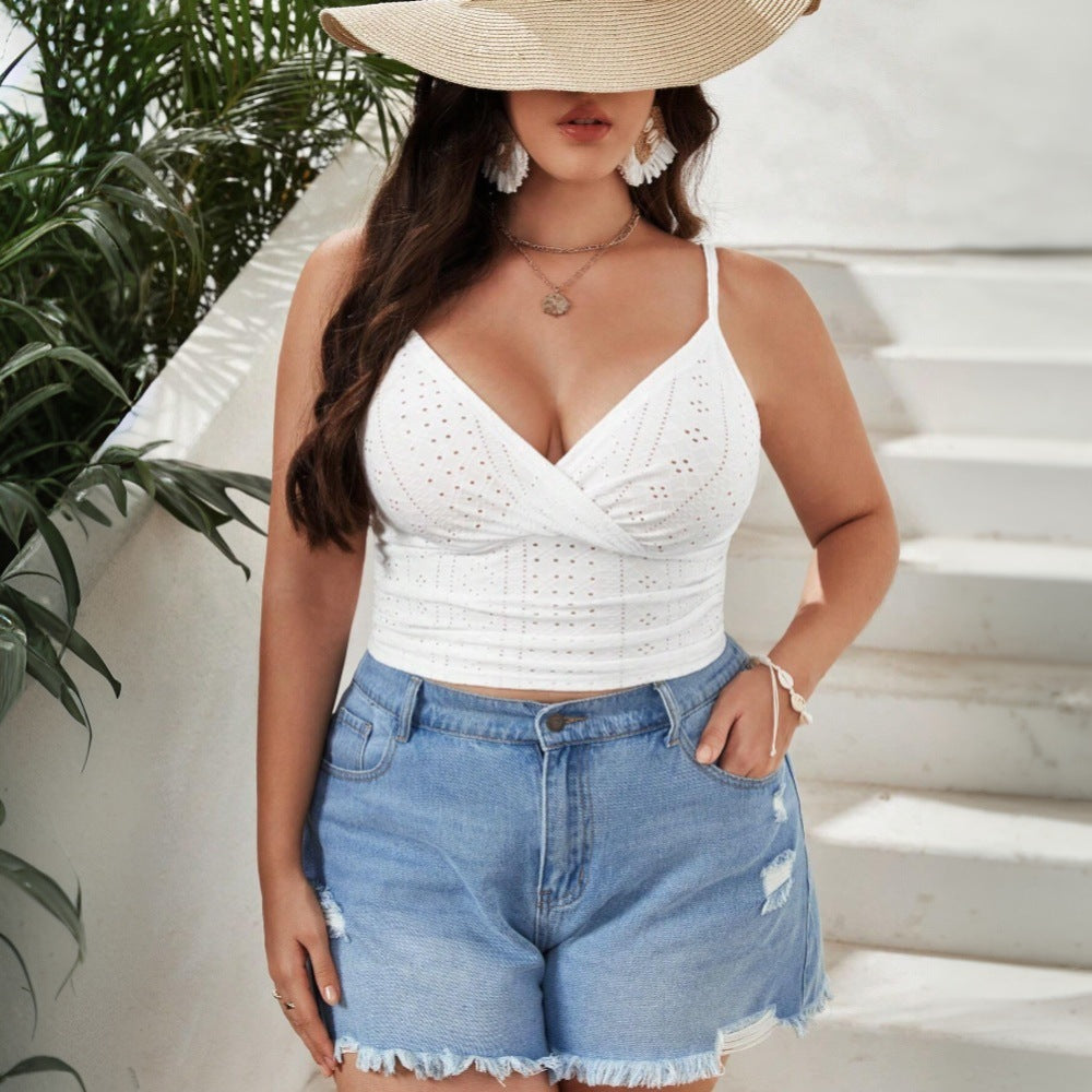 Damen Gesticktes Crop-Top R&B
