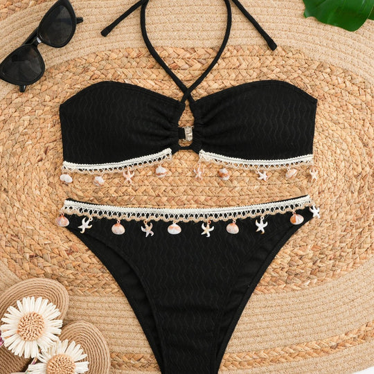 Damen Bikini-Set mit elegantem Bund und detailreichen Muscheldekoren R&B